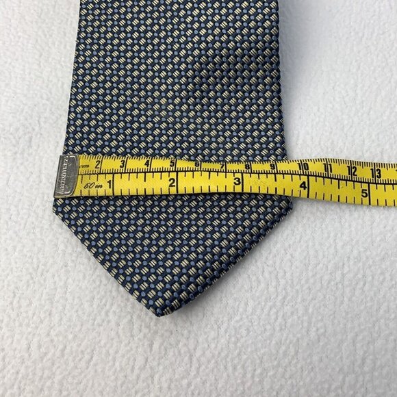 Tommy Hilfiger Tie Blue Yellow Silk USA Vintage NWT - Picture 9 of 10